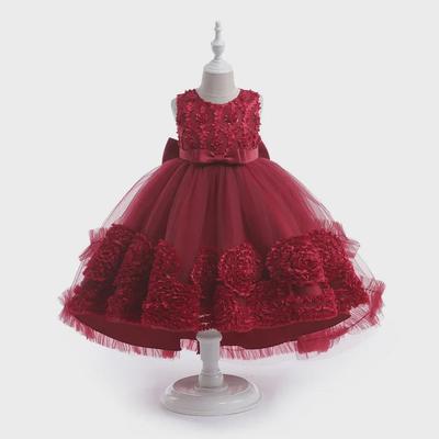 Girls' Western-Style Fluffy Princess Dress - Trailing Skirt for Birthday Parties and Evening Celebrations