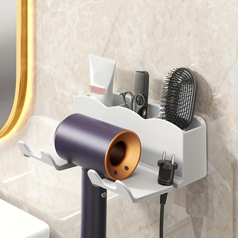 1pc No-Punch ABS Hair Dryer Holder - Easy Wall Mount, Space-Saving Bathroom Organizer, Safe & Stylish Design for Hassle-Free Grooming