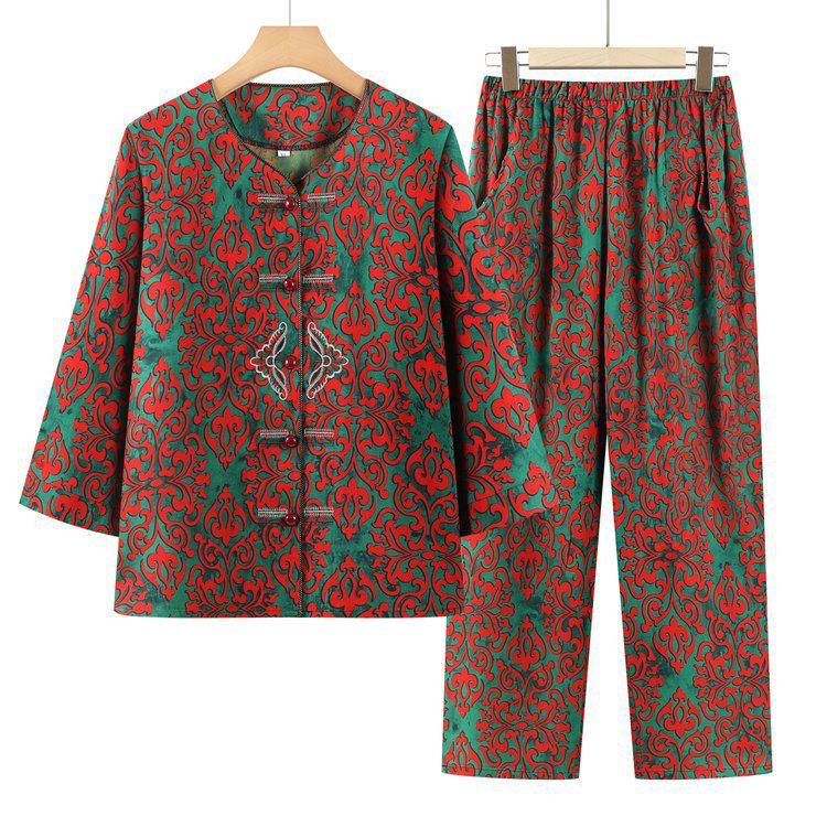 Chinese Retro Plus Size Two-Piece Set: Loose Cotton Linen Jacket & Pants for Middle-Aged Women