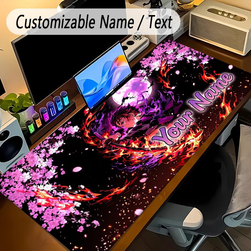 Großes Mauspaddämonenjäger Benutzerdefinierter Name Text Personalisierte Schreibtischmatte Rutschfeste Gaming-Matte