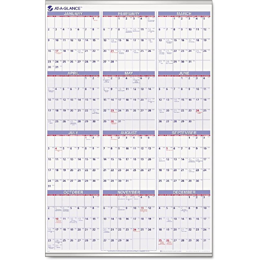 AT-A-GLANCE PM12-28 Recycled Yearly Wall Calendar, 24 x 36 , 2015