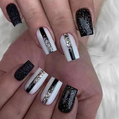 24 piezas de hechizos de doble color de estilo mediano y largo, destellos, manicura portátil dulce y fresca, descarga que se puede mezclar en lotes.