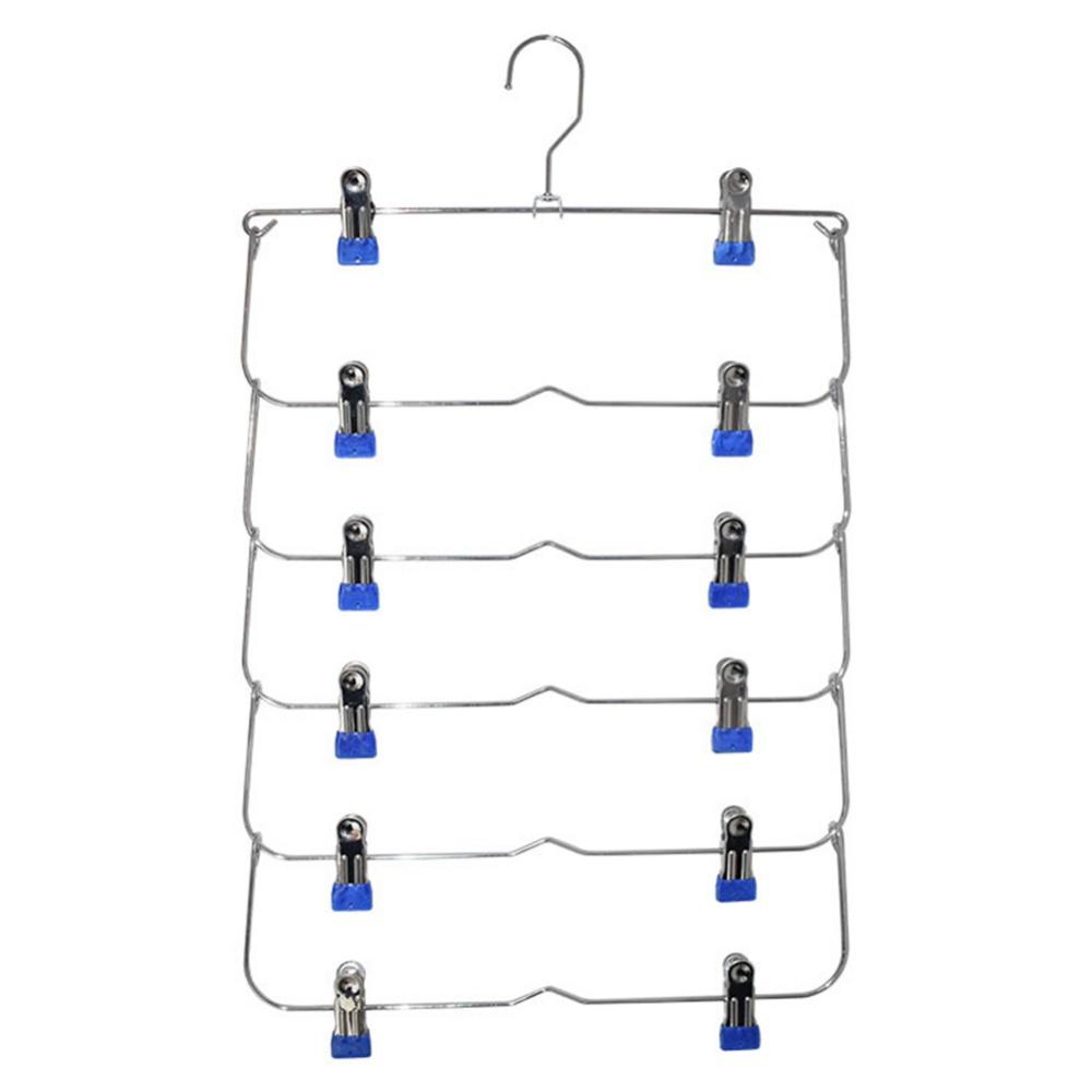 Folding Pants Rack Wardrobe Storage Multi-layer Trouser Clip Folding