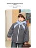 2025 New Boys' Color Block Waterproof Hooded Cotton Jacket with Fleece