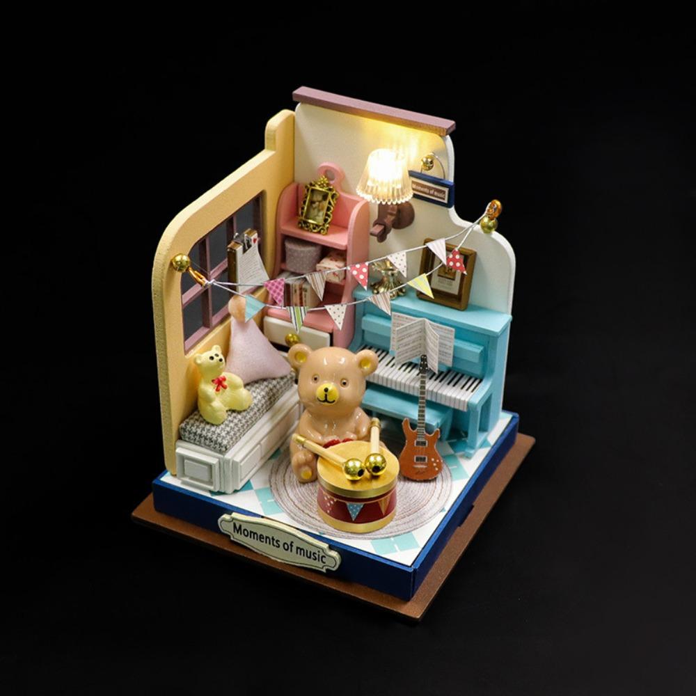 

Mini Size Coffee Shop Dollhouse Kit Wooden Material Miniature Dollhouse Children Gifts style C