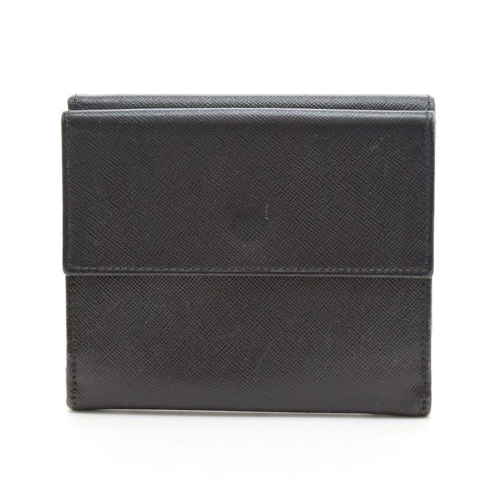 Used 589731 PRADA Saffiano Leather Tri-fold Wallet Nero Black