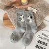 Female Autumn and Winter Thickened Warm Cartoon Cute Dog Wool Tube Pile Socks