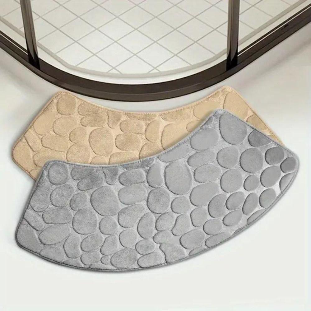 Cobblestone Bathroom Floor Mat Curved Bathtub Floor Rug Durable Bath Mat