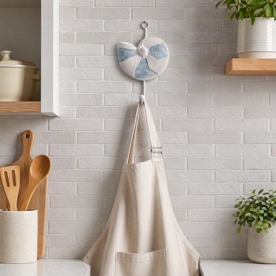 Wooden Wall Hook, Mediterranean Style Decorative Coat Hook, Sturdy Durable Wall Hanger for Home Decor Keys Umbrellas Scarves