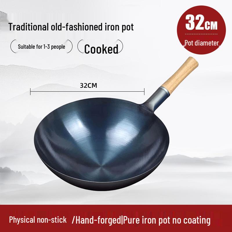 Classic Non-Stick Iron Frying Pan with Silicone Ladle for Home & Commercial Use