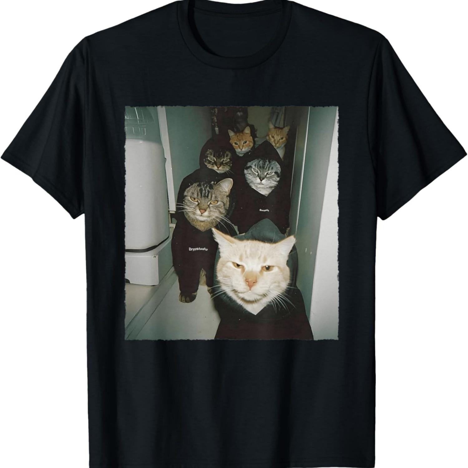 Funny Gangster Cats Street Meme Design T-Shirt S