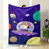 Cartoon Astronauts In Colorful UFOs Flying Through a Vibrant Space Scene. for All Seasons Blanket Lunch Break Throw Gift