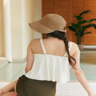 Women's Rattan Wide Floppy Sun Visor Hat H008 KHAKI