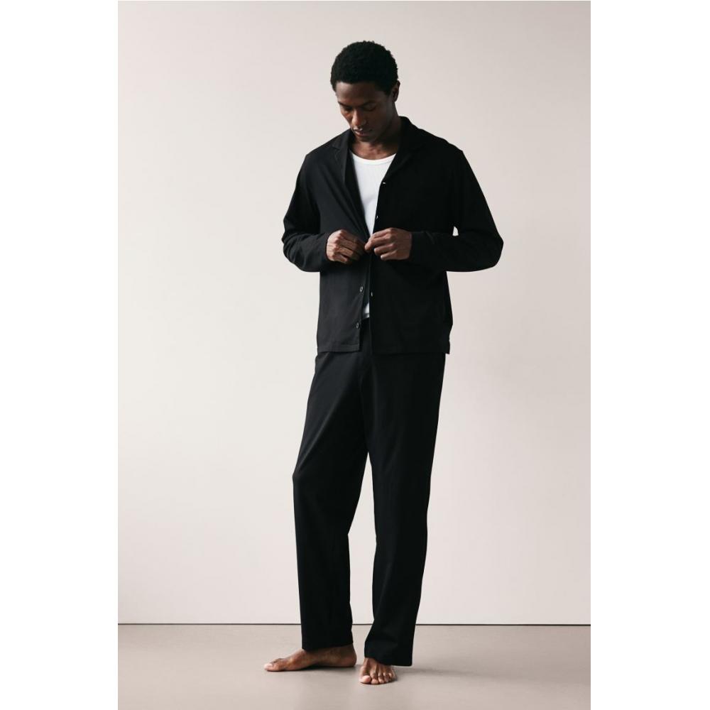 H M Relaxed Fit Cotton Jersey pyjaMas Black