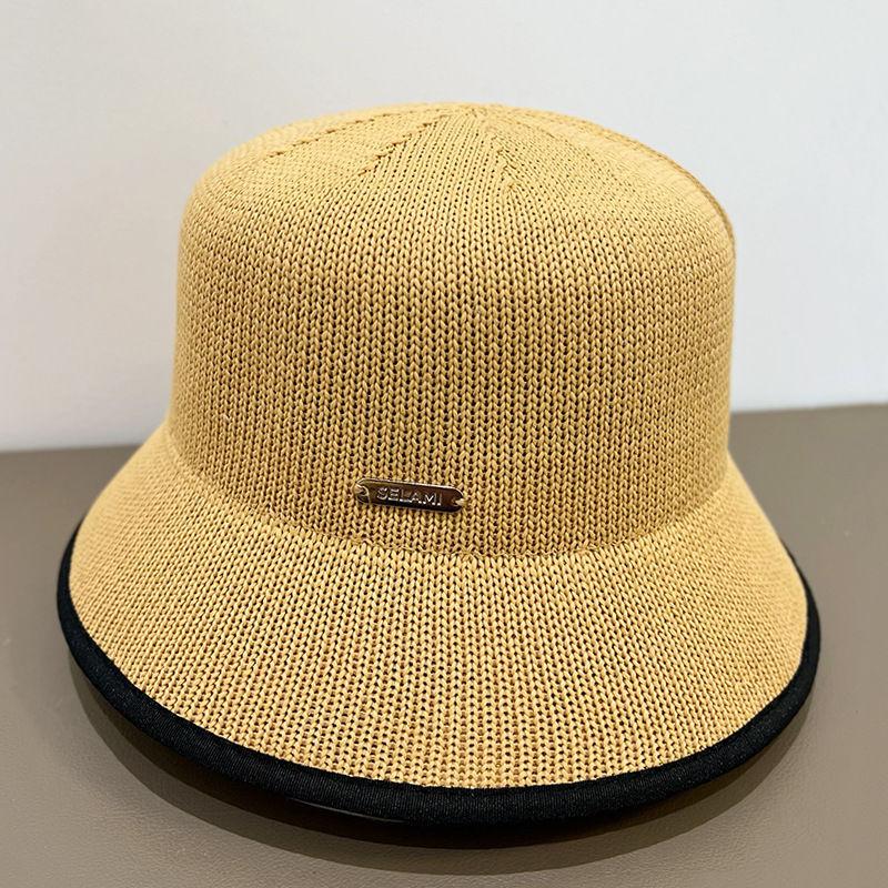 Neuer Bucket Hat für Damen im Sommer mit hohlem, kontrastfarbenem Rand