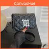 Silver Letter Fashionable Decorated Checkered Texture Women Shoulder Square Bag