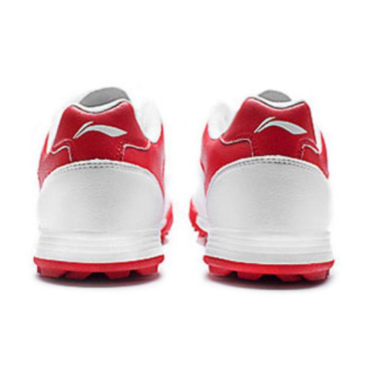 Scarpe da calcio da uomo Li Ning TF con tacchetti in pelle sintetica per erba artificiale ammortizzanti antiscivolo resistenti all'usura Scarpe da calcio Bianco Rosso ASTQ011-1