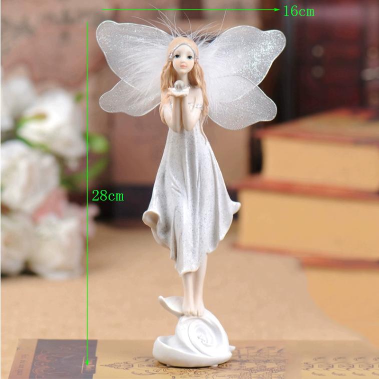 European Cute Elf Girls Resin Angel Figurines Office Desk Fairy Statue KTV Bar Ornaments Decor Home Furnishing Decoration Crafts