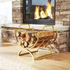 Indoor Firewood Rack 46 x 36 x 41cm Firewood Rack for Fireplace Stove Metal Gold