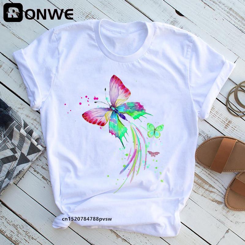 Woman Butterfly Tree 3D Print Harajuku Summer Tshirts Casual Round Neck Short Slee Top T- Shirt