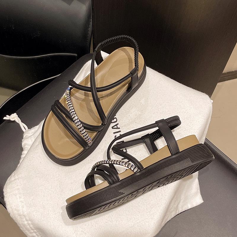 

Platform sandals women s summer 2025 new fashion versatile rhinestone beach shoes muffin soft-soled fashion shoes 40 чорний