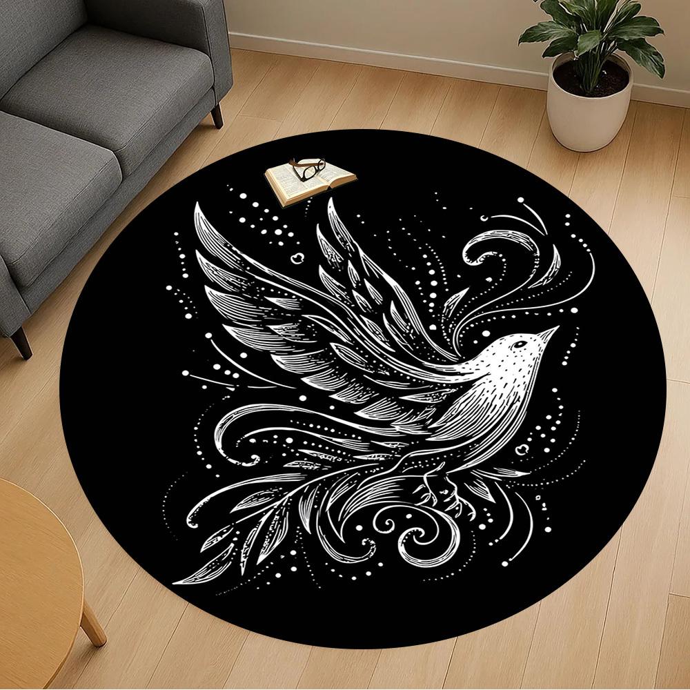 1pc bird wings Round Chair mat Area Rug - Non-Slip, Floor Mat for Office, Bedroom, and Indoor Decor -1002038