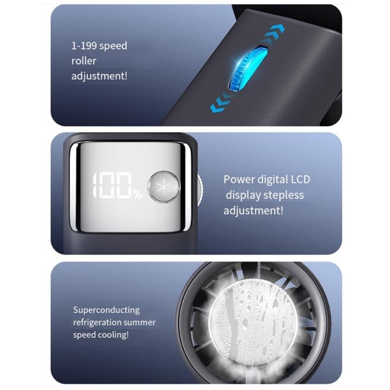 Multifuntional LED Display Fan Efficient Cooling Fan Quiet Powerful Fan 3000mAh Battery ABS Texture for Outdoor Travel