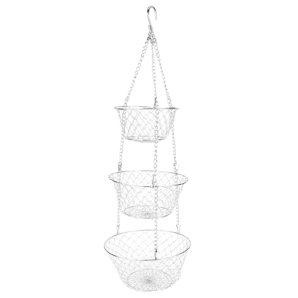 3 Lay Iron Basket Wire Hanging Basket Vegetable Fruit Baskets Decorations for Kitchen Restaurants Living Room Shops Sup mar