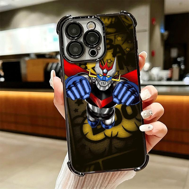 M-Mazinger Z Anime Plating Phone Case For Iphone 16 17 Pro Max Air 16E 14 15 Plus 12 13 Mini Anti-Fall Airabag Cover