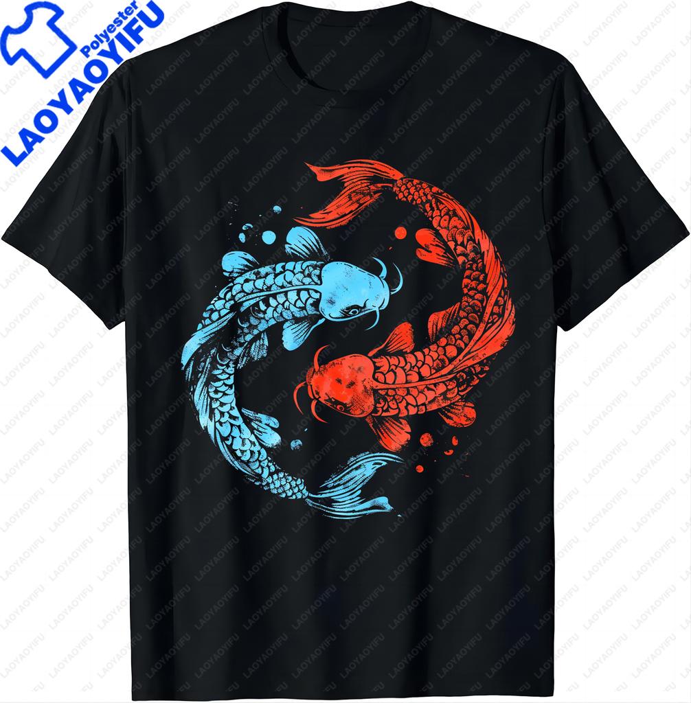 Koi Fish Yin Yang TShirt Chinese Characteristic Taiji Yinyang Kung Fu Clothing Tops Women Unisex Clothes Tees Camisas