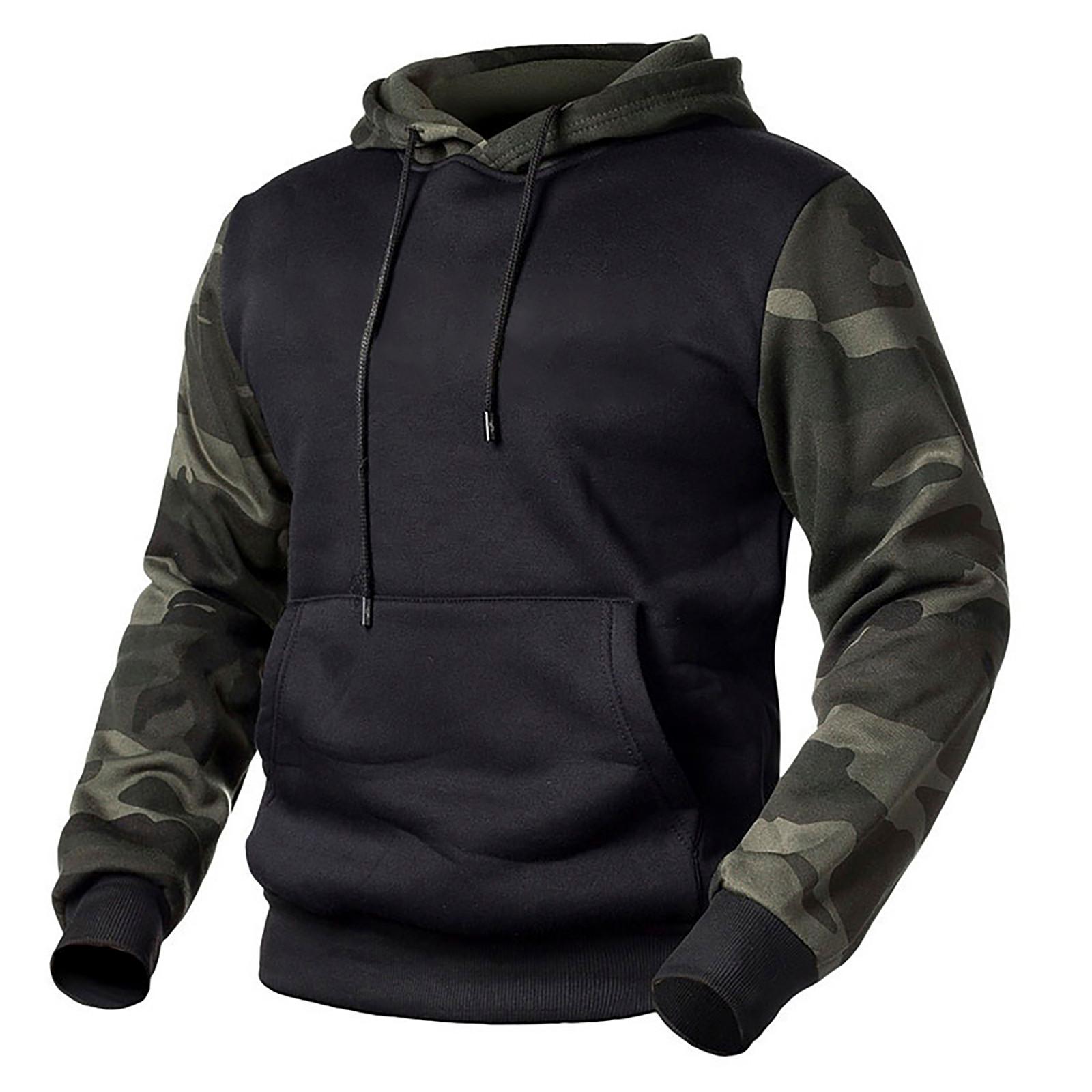 

Man s Hoodie Sweatshirts Camouflage Long-sleeves Hooded Tops Drawstring Tight XL