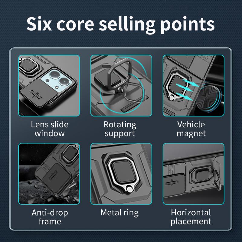 For Xiaomi Redmi 15C 5G 173mm Case Magnetic Ring Holder Armor Cover For Redmi15C Redmy 15C 15 C 5G Slide Camera Protect Coque