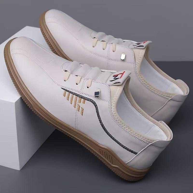 

Soft-soled leather shoes men s lightweight one-pedal driving shoes four-season business casual shoes waterproof leather shoes men 44 белый