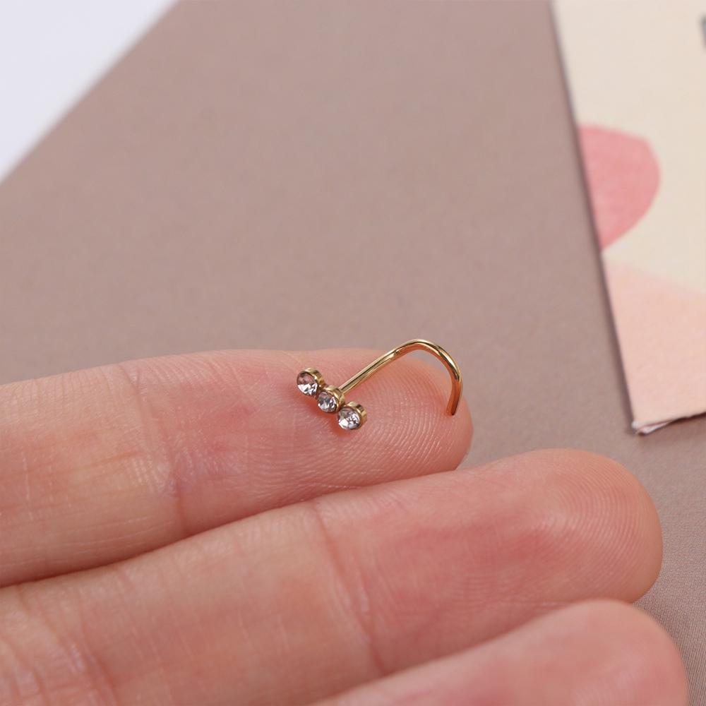 Geometric Zircon Nose Screw Studs Opal Nostril  Goth   Party