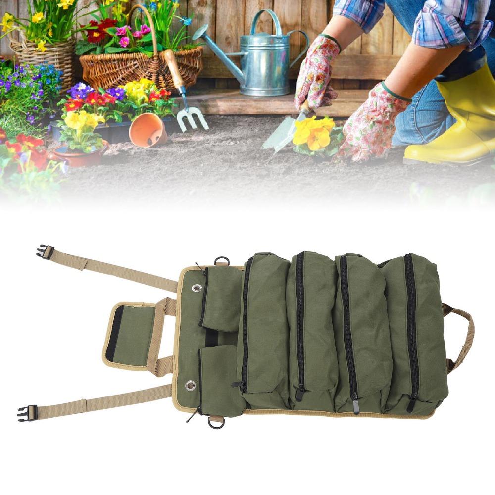 Oxford Cloth Roll Up Tool Bag Separate Pockets Multipurpose Tool Bag Gardening