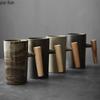 Ceramic Mug with Wooden Handle Coffee Cup Oatmeal Breakfast Cups Couple Water Cups Milk Mug Milk Tea Cup Juice Glasses Tea Mugs
