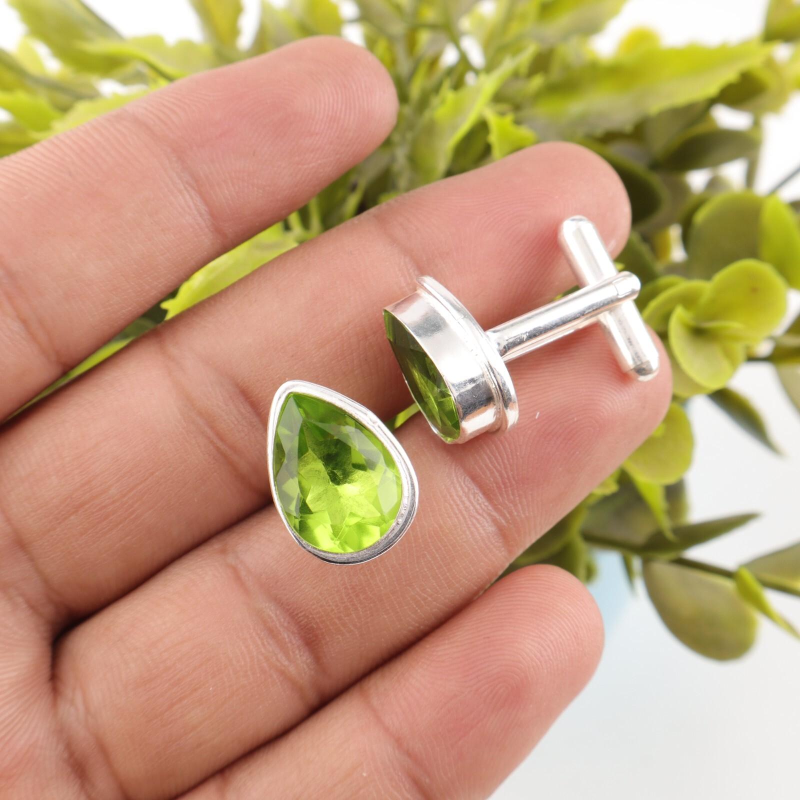 

Peridot Gemstone 925 Sterling Silver Handmade Cufflinks 0.66 Father s Day Gift CL-6-2