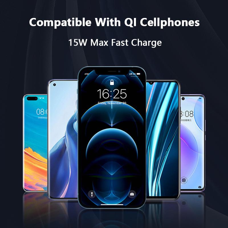 VAORLO 15W Car Charger Fast Charging Automatic Induction Wireless Charging QI Fast Charge For Iphone 13Pro 14pro Xiaomi Huawei Phone Holder