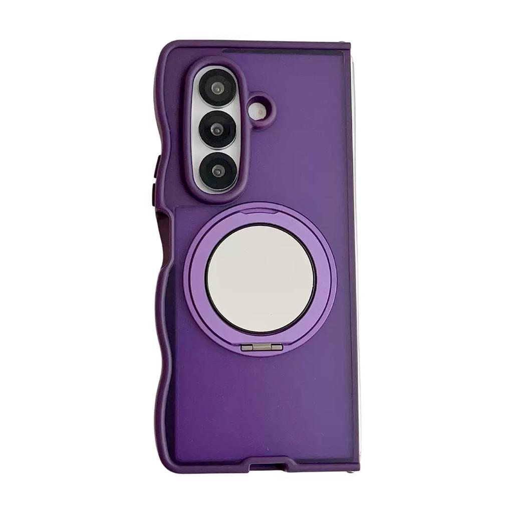 High Quality Foldable Mirror Bracket Magnetic Wave Phone Case TPU Shockproof Phone Case for Samsung Zfold 7 6 5 4