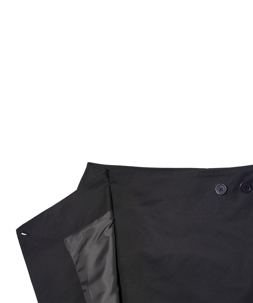 Hardcore Happiness Two-Button Wrap Skirt_Black