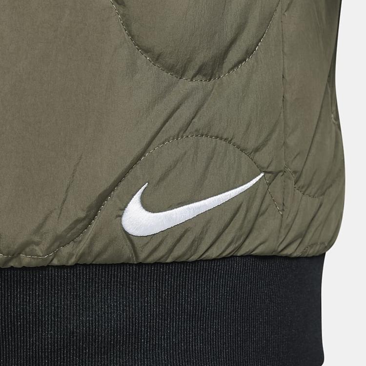 Nike Casual Quilted Jacket Kids Tops Olive-Green FZ6462-222