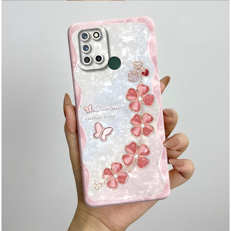 Phone Case For Realme 7I RMX2103 C17 Shockproof Case For Realme C17 Pretty Flowers Liquid Soft Silicone Back Cover Bumper Fundas