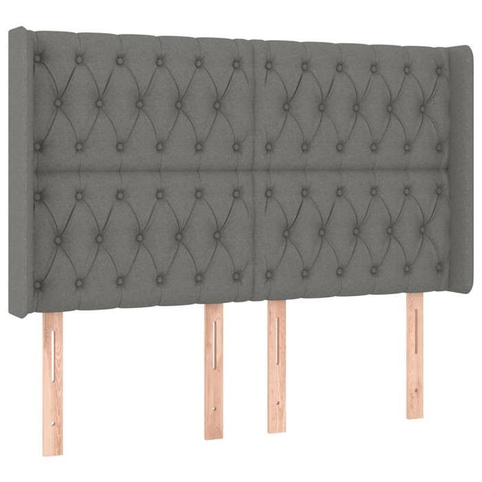 VidaXL Tête de Lit à LED Meuble de Chambre à Coucher Accessoire de Lit Double Tête de Cadre de Lit Intérieur Gris Foncé 3124383