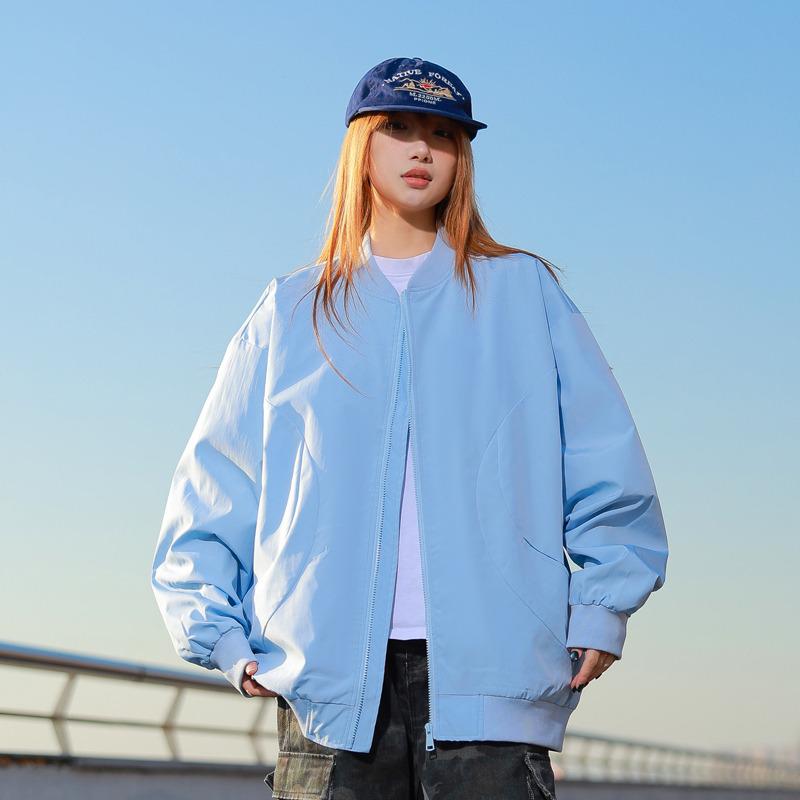 Men's Trendy Solid Color Loose Baseball Jacket for Spring & Autumn - Versatile Couple Outerwear