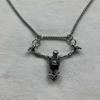 Gothic Weird Sliver Color Hanging Skeleton Corss Pendant Necklace for Women Men Halloween Scary Collar Chain Jewelry Accessories