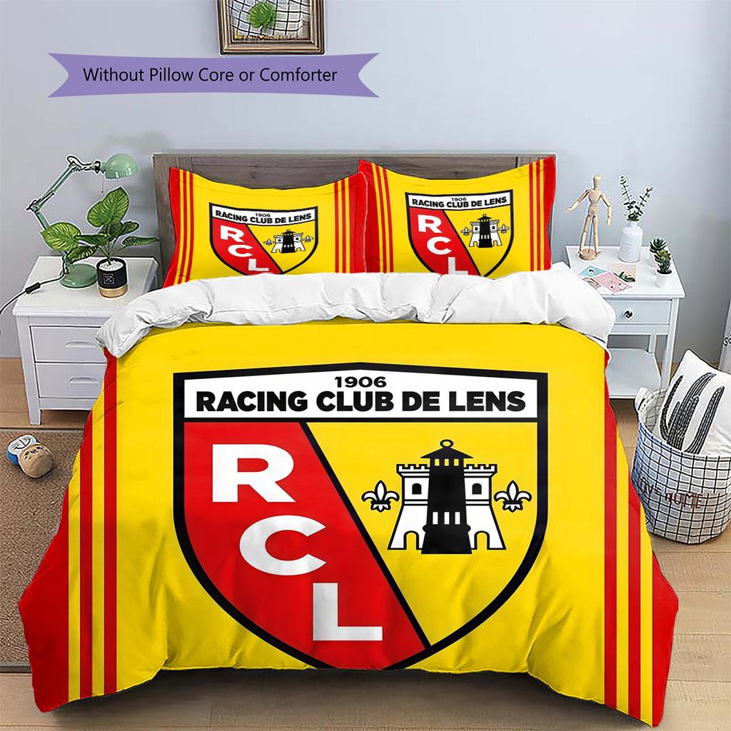 Racing Club De Lens Pattern Bedding Quilt Set Home Decoration Gift (1 * Duvet Cover + 2 * Pillowcase Without Core)