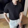 Men's Textured Stand Collar Short Sleeve Button Down Shirt Casual Streetwear Top