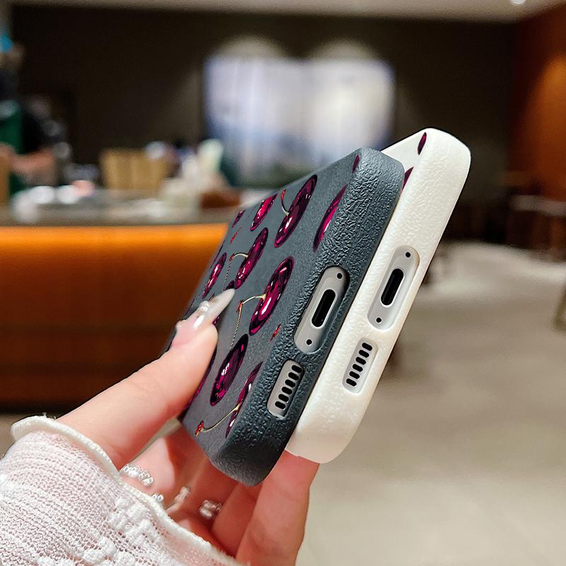 Retro Oil Painting Style Cherry Case For Samsung Galaxy A57 A37 A17 A56 A36 A26 A16 A55 A35 A25 A15 A54 5G S21 FE S22 S23 S24 Plus S25 Edge S26 Ultra