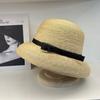 Natural Raffia Fisherman Hat Children Travel Shopping French Bow Straw Hat Sun Protection Shade Hat