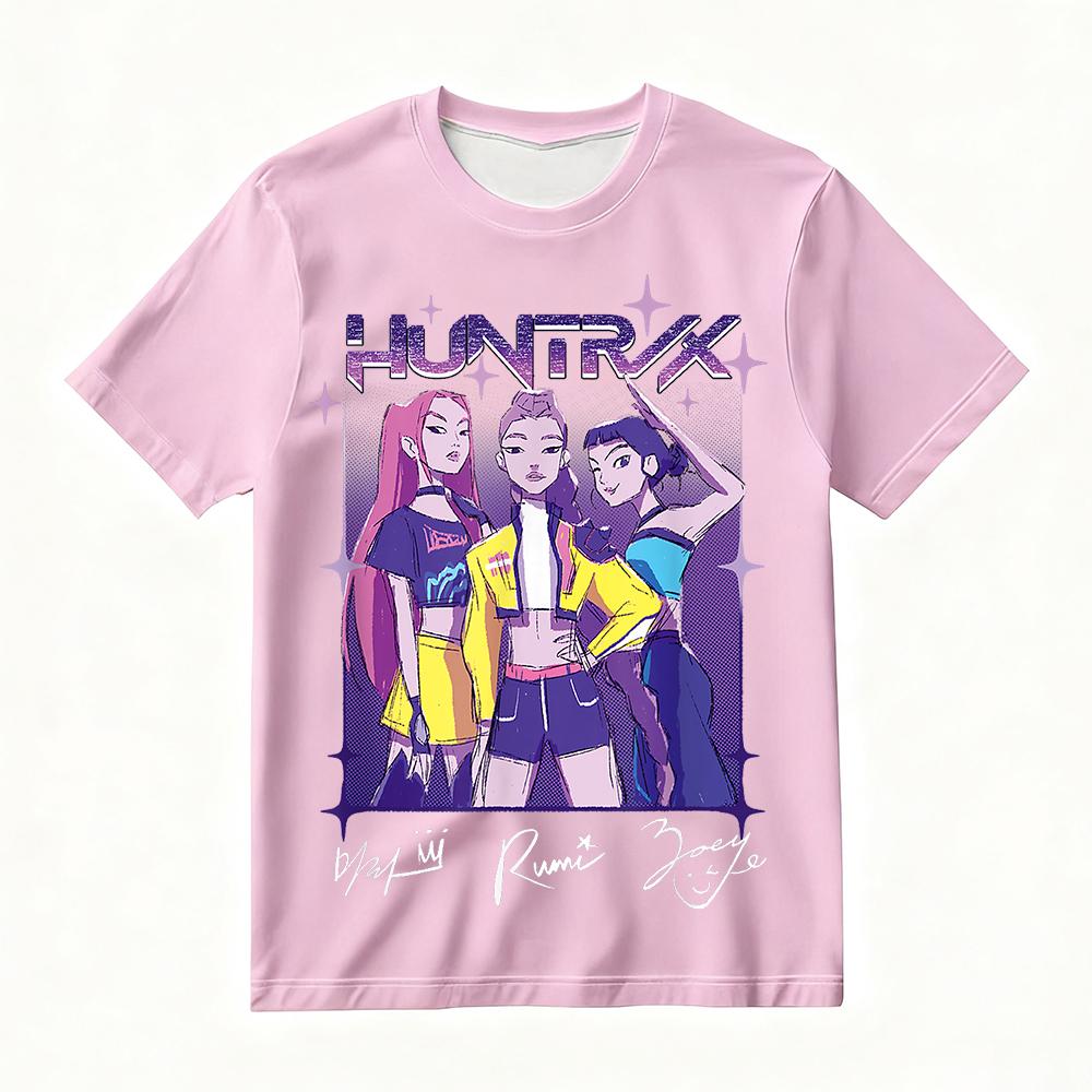 Women's KPop Demon Hunters Printed T-Shirt Summer Trendy Street & Various Occasions, Featuring HUNTRIX Group Characters Y2k Top